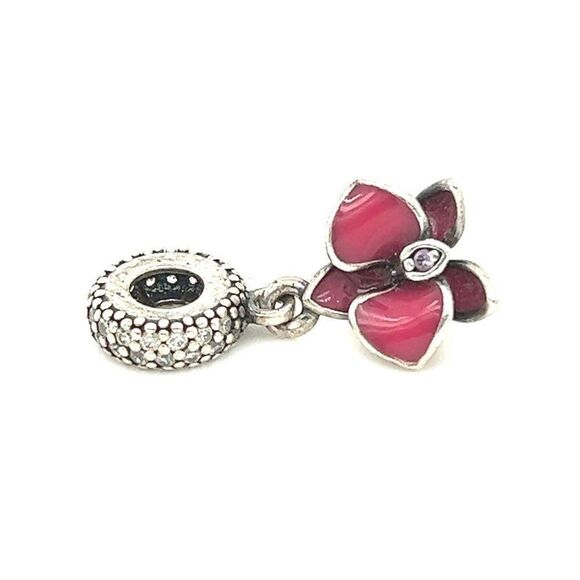 Pandora Pink Flower Dangle Charm - Picture 1 of 6
